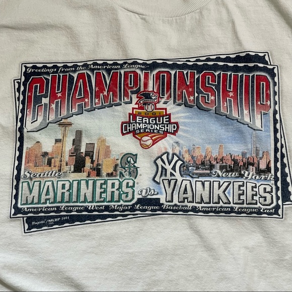 Vintage 2001 ALCS Series Mariners vs. Yankees Shirt Size 2X - Picture 7 of 8